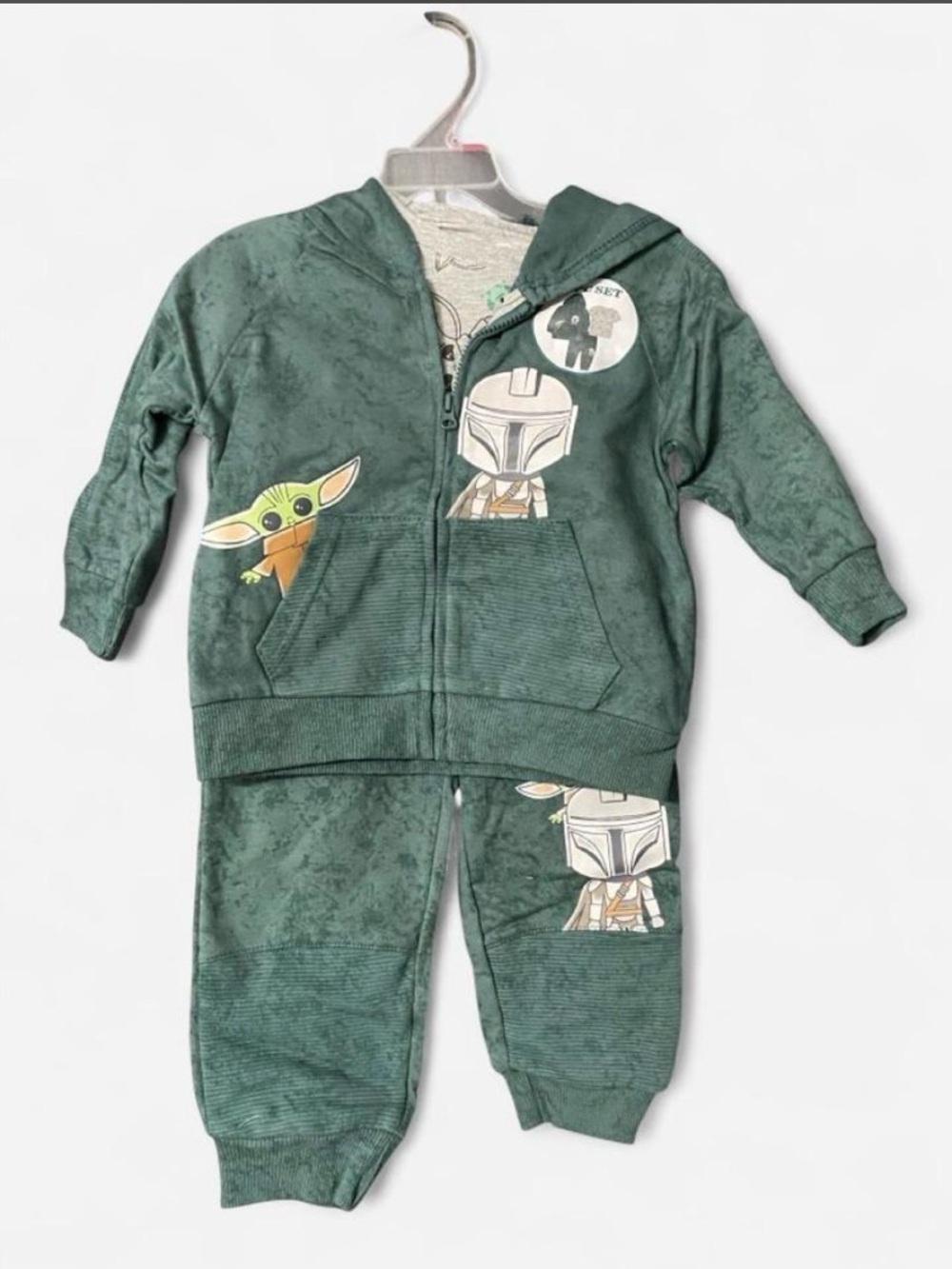 Star Wars Green Child's Hoodie & Jogger Set with The Child and Mandalorian